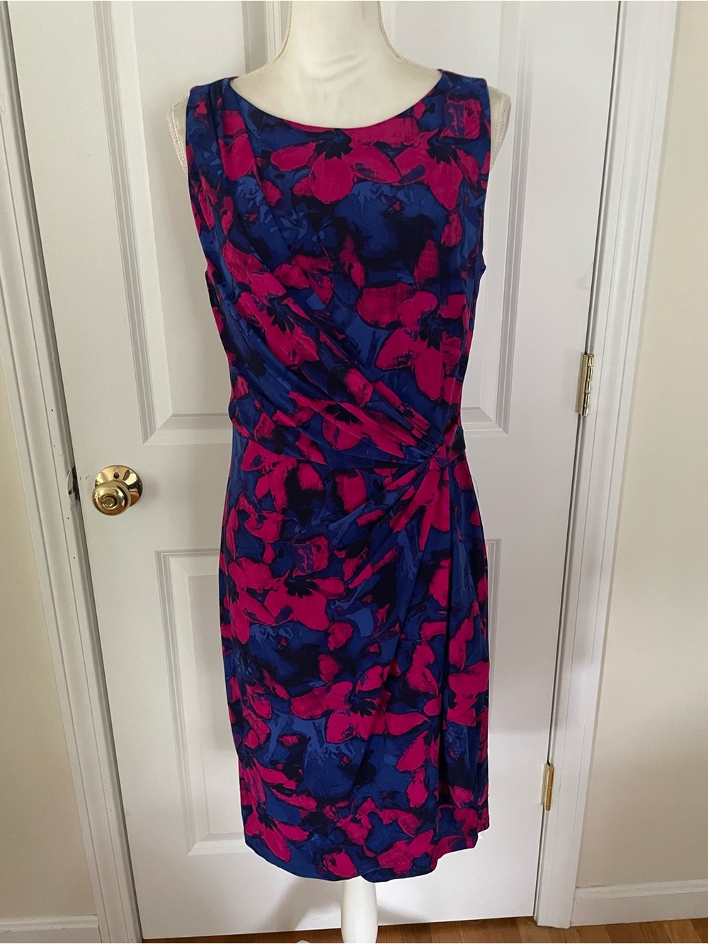 American Living Sleeveless Midi Dress in Blue and Pink Floral